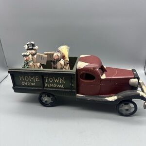 Frosty Snow Removal wooden Handpainted truck with snow people